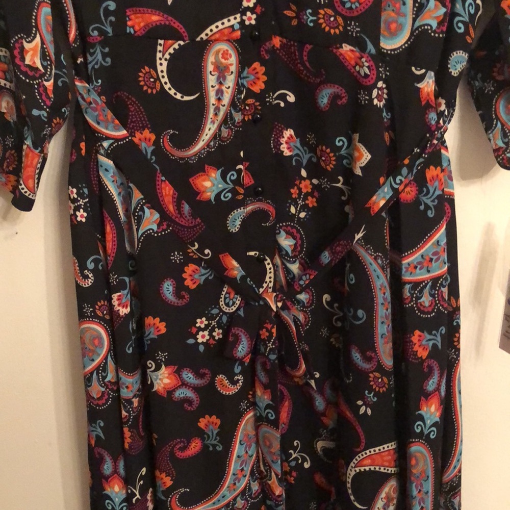 Nanette Lepore black teal print dress Size 14 - Picture 10 of 10